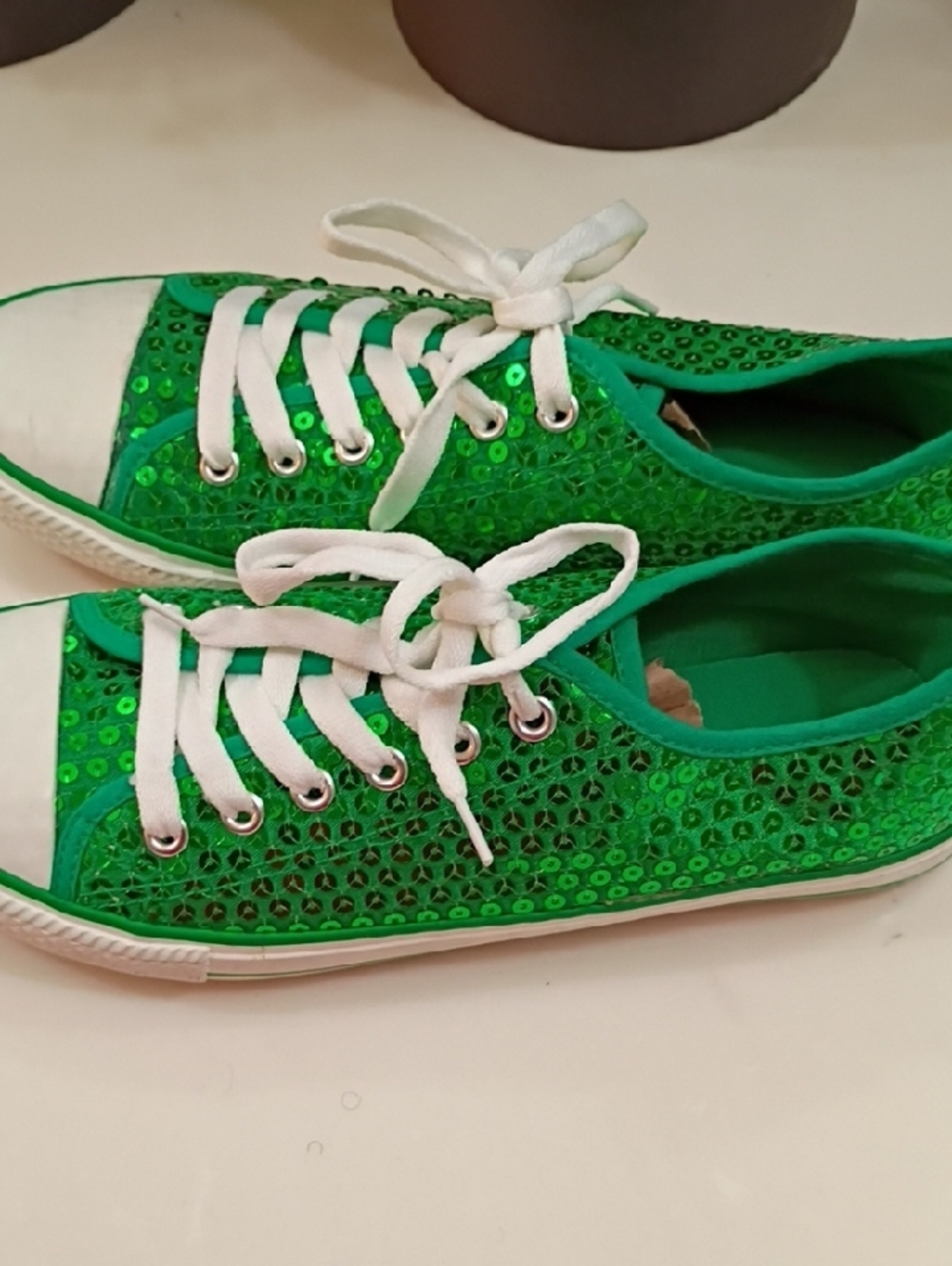 Converse Green Sequin Low-Top Sneakers - Picture 9 of 10